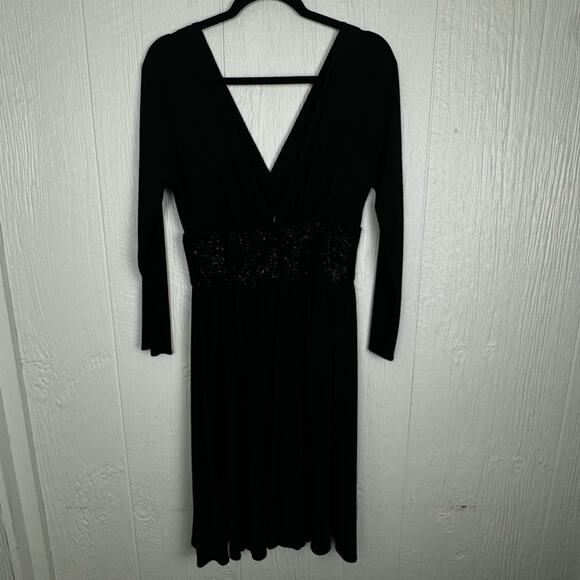 JS Boutique V Neck Knee Length Cocktail Dress Grunge Dark Romantic Size 4 Black - Picture 6 of 11